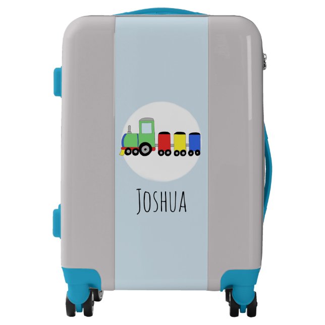 Boys Cute Colorful Train Cartoon with Name Kids Luggage (Front)