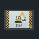 Boys Cute Construction Digger and Name Trifold Wallet<br><div class="desc">This cute and modern kids construction wallet features a yellow digger and a place for you to add your child's name. Perfect for any little boy dreaming of being a builder!</div>