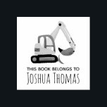 Boys Cute Construction Digger Kids Bookplate Rubber Stamp<br><div class="desc">This cute and modern boys 'this book belongs' rubber stamp bookplate design features a cute construction digger cartoon,  and has space for you to add your boys name. Perfect for your child's back-to-school supplies.</div>