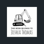 Boys Cute Construction Digger Kids Bookplate Rubber Stamp<br><div class="desc">This cute and modern boys 'this book belongs' rubber stamp bookplate design features a cute construction digger cartoon,  and has space for you to add your boys name. Perfect for your child's back-to-school supplies.</div>