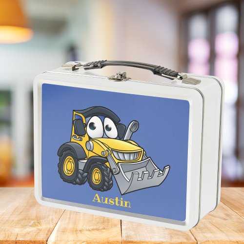 Boys Cute Construction Digger Kids Metal Lunch Box