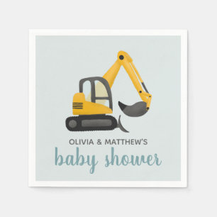 Boys Cute Digger Baby Shower Napkins