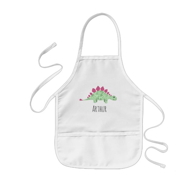 Boys Cute  Dinosaur and Name Kids' Apron (Front)