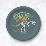 Boys Cute Dinosaur Dig Fossil Kids Birthday Paper Plates<br><div class="desc">This cute and modern boys birthday paper plate design features a t-Rex dinosaur skeleton design. The plates can be personalized with your kids name - the perfect dinosaur fossil dig themed tableware!</div>