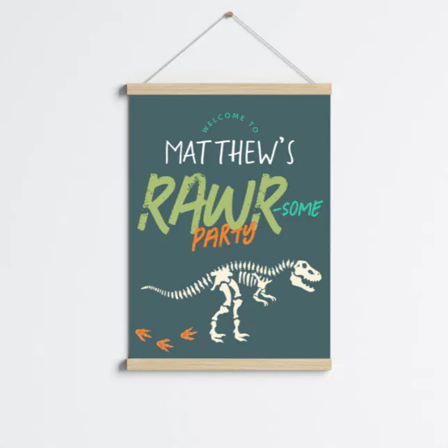 Boys Cute Dinosaur Dig Kids Birthday Welcome Sign | Zazzle