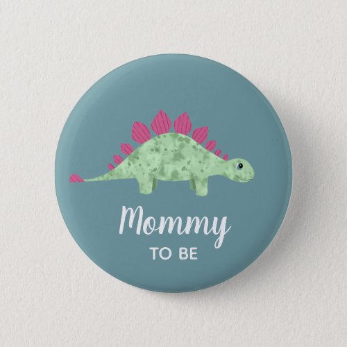 Boys Cute Dinosaur Mommy to Be Baby Shower Button