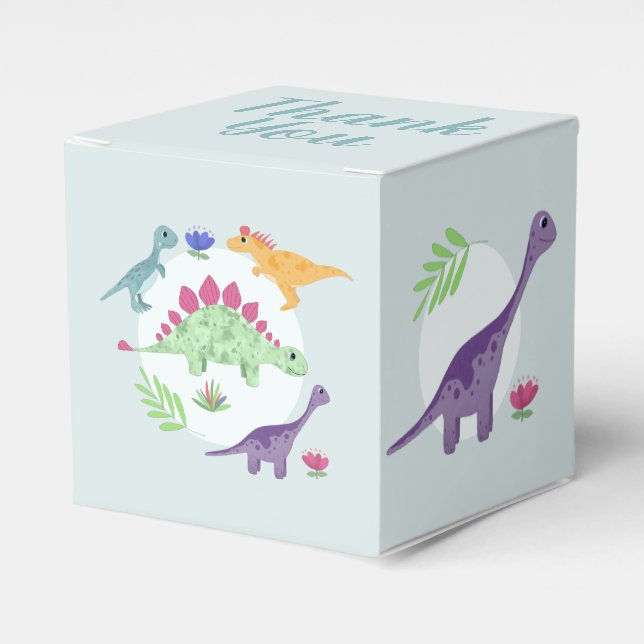 Boys Cute Dinosaur T-Rex Baby Shower Favor Boxes (Front Side)