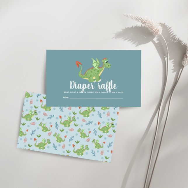 Boys Cute Dragon Baby Shower Diaper Raffle Enclosure Card (Creator Uploaded)