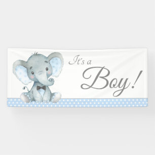 Boys Cute Elephant Baby Shower Banners
