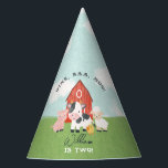 Boys Cute Farm Animal Barnyard Kids 2nd Birthday Party Hat<br><div class="desc">Top off your little one’s barnyard birthday bash with this adorable farm-themed party hat! Featuring a watercolor red barn, sweet baby animals—pig, cow, sheep, and chick—and the playful phrase “Oink, Baa, Moo – [Name] is two!”, this hat adds the perfect rustic touch to your child’s celebration. Lightweight and easy to...</div>