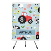 Boys Cute Farm Animal Pattern & Name Kids Nursery Tripod Lamp (Front)