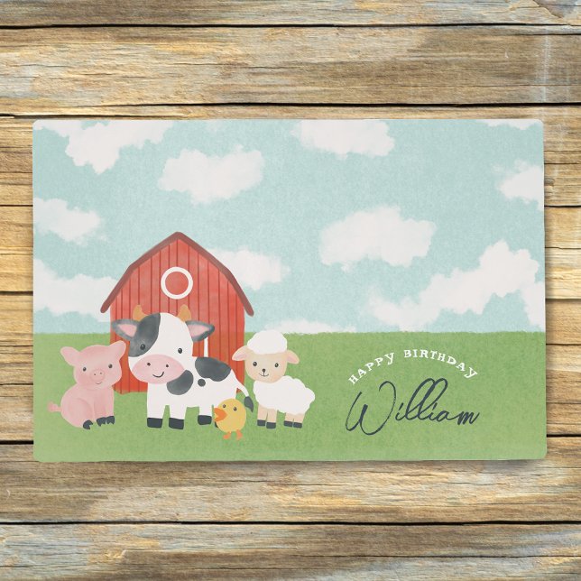 Boys Cute Farm Animals Kids Birthday Placemat (Creator Uploaded)