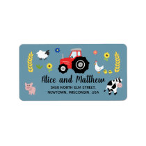 Boys Cute Farm Animals Red Tractor Baby Shower Label