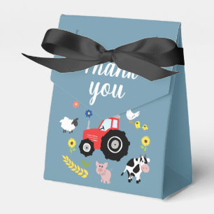 Boys Cute Farm Animals Tractor Baby Shower Favor Boxes