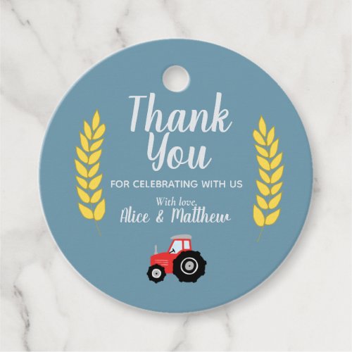 Boys Cute Farm Animals Tractor Baby Shower Favor Tags