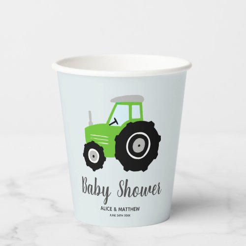 Boys Cute Farm Animals Tractor Baby Shower Paper Cups