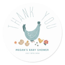 Boys Cute Farm Chicken Baby Shower Thank You Favor Classic Round Sticker