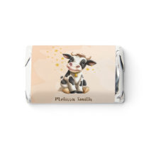 Boy's Cute Farm Cow Beige Stars Baby Shower   Hershey's Miniatures