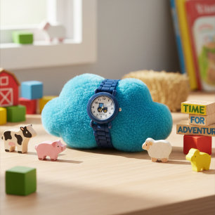 Boy's Cute Farm Tractor Kids with Name Kids Watch
