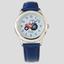 Boy's Cute Farm Tractor Kids with Name Kids Watch