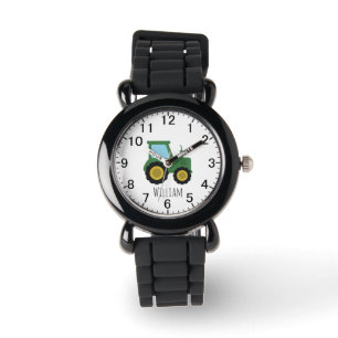 Boy's Cute Farm Tractor Kids with Name Kids Watch