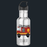 Boys Cute Fire Engine Truck and Name Stainless Steel Water Bottle<br><div class="desc">This modern and cute kids water bottle design features a red fire engine truck,  with room for you to add your boys name in quirky typography. The perfect fireman and firefighter-themed back-to-school gift for your child.</div>