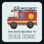 Boys Cute Fire Engine Truck Kids Bookplate<br><div class="desc">This cute and modern boys 'this book belongs' bookplate library design features a fire engine truck cartoon and a place for you to add your child's name. Perfect for any little one dreaming of being a firefighter! Great for your child's back-to-school supplies or as a stocking stuffer over Christmas. Check...</div>
