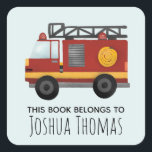 Boys Cute Fire Engine Truck Kids Bookplate<br><div class="desc">This cute and modern boys 'this book belongs' bookplate library design features a fire engine truck cartoon and a place for you to add your child's name. Perfect for any little one dreaming of being a firefighter! Great for your child's back-to-school supplies or as a stocking stuffer over Christmas. Check...</div>