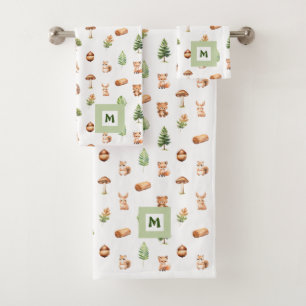Boys Cute Forest Animals Bath Towel Set
