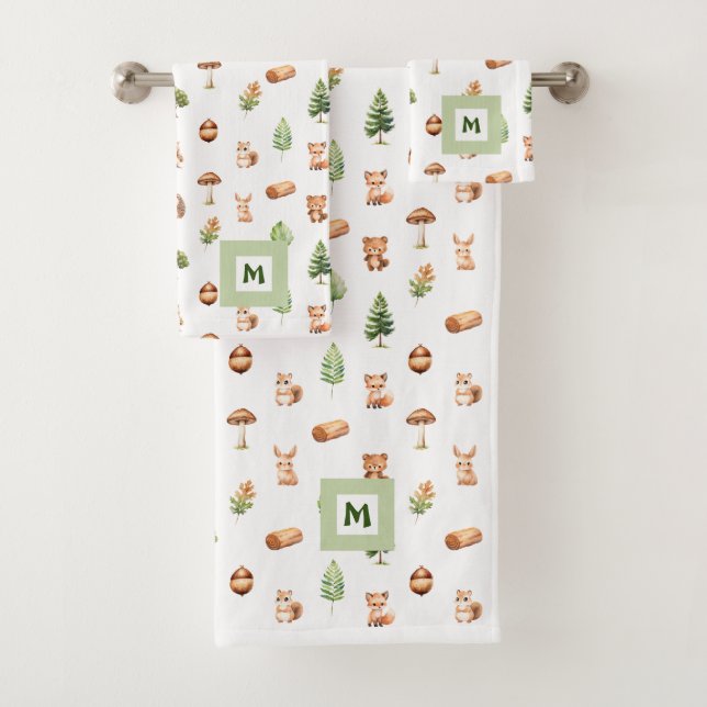 Boys Cute Forest Animals Bath Towel Set (Insitu)