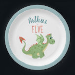 Boys Cute Green Dragon Kids Birthday Paper Plates<br><div class="desc">This cute and modern boys birthday paper plate design features a spotty green dragon,  and can be personalised with your child’s name and age. The perfect dragon-themed addition to your toddler's birthday event.</div>