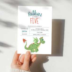 Boys Cute Green Dragon Toddler Birthday Invitation