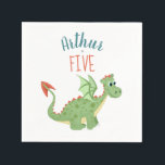 Boys Cute Green Dragon Toddler Birthday Napkins<br><div class="desc">This cute and modern boys birthday napkin design features a spotty green dragon,  and can be personalised with your child’s name and age. The perfect dragon-themed addition to your toddler's birthday event.</div>