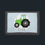 Boys Cute Green Farm Tractor with Name Kids Trifold Wallet<br><div class="desc">This cool and cute design features a green farm tractor cartoon,  and can be personalized with your boy's name. Perfect as a young farmer or tractor lover's first wallet! Check out our store for other unique designs.</div>