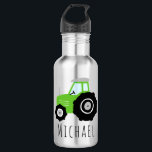 Boys Cute Green Transport Tractor Kids School Stainless Steel Water Bottle<br><div class="desc">This cute and cool kids stainless steel water bottle design features a colorful green tractor cartoon and can be personalized with your boy's name. Perfect for tractor or farm-loving kids,  great for preschool,  kindergarten,  or a back-to-school gift! Check out our store for other cute farm designs.</div>