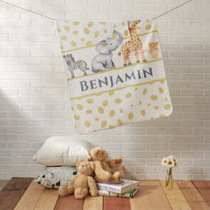 Boys Cute Jungle Safari Baby Animals  Blanket