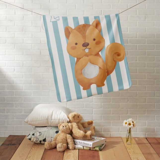 Boys Cute Modern Beaver Baby Blanket (In Situ)