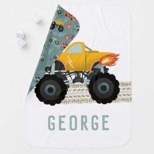 Boys Cute Modern Truck Vehicle Baby Blanket