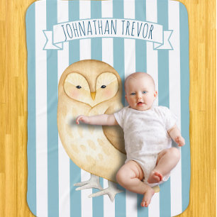 Boys Cute Modern Woodland Baby Blanket