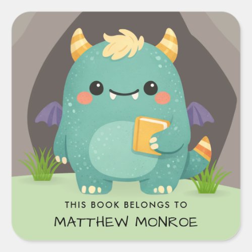 Boy's Cute Monster This Book Belongs To Bookplate