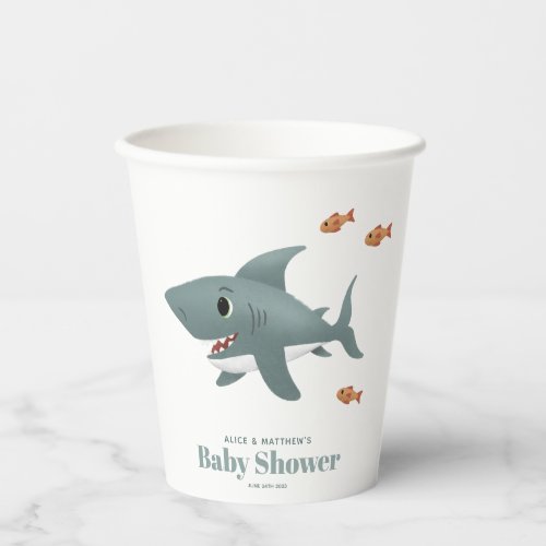 Boys Cute Ocean Sea Shark Baby Shower Paper Cups
