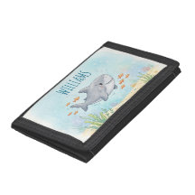 Boy's Cute Ocean Shark and Name Kids Trifold Walle