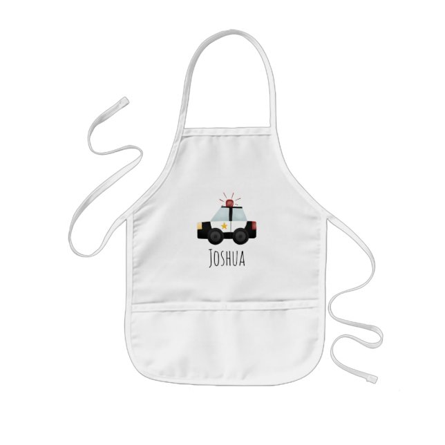 Boys Cute Police Car Cartoon Kids' Apron (Front)