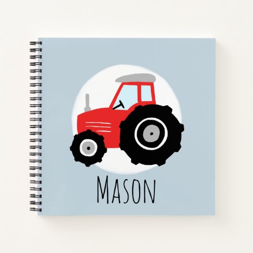 Boys Cute Red Farm Tractor Kids School Notebook