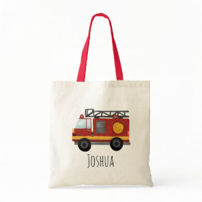 Boys Cute Red Fireman Fire Engine Kids Tote Bag