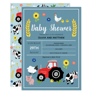 Tractor Baby Shower Invitations Tractorama Us