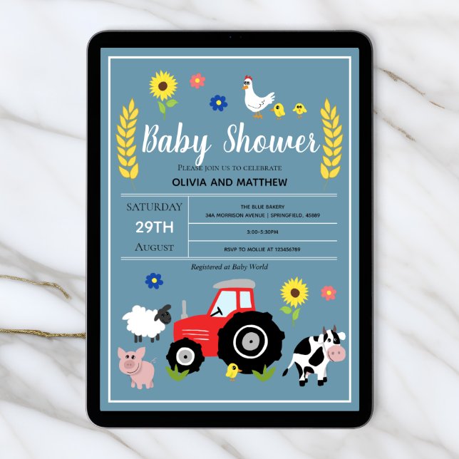 Tractor themed shops baby shower