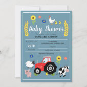 Boys Cute Rustic Country Farm Tractor Baby Shower Invitation (Front)