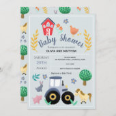 Boys Cute Rustic Country Farm Tractor Baby Shower Invitation (Front/Back)