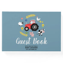Boys Cute Rustic Farm Animals Tractor Baby Shower Guest Book